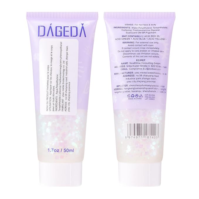 DAGEDA Body Glitter Gel, Face Glitters Body Gel Sequins Shimmer Liquid Eyeshadow, Chunky Glitter for Face Hair, Holographic Cosmetic Laser Powder Festival Glitter Makeup1.7oz (Christmas)