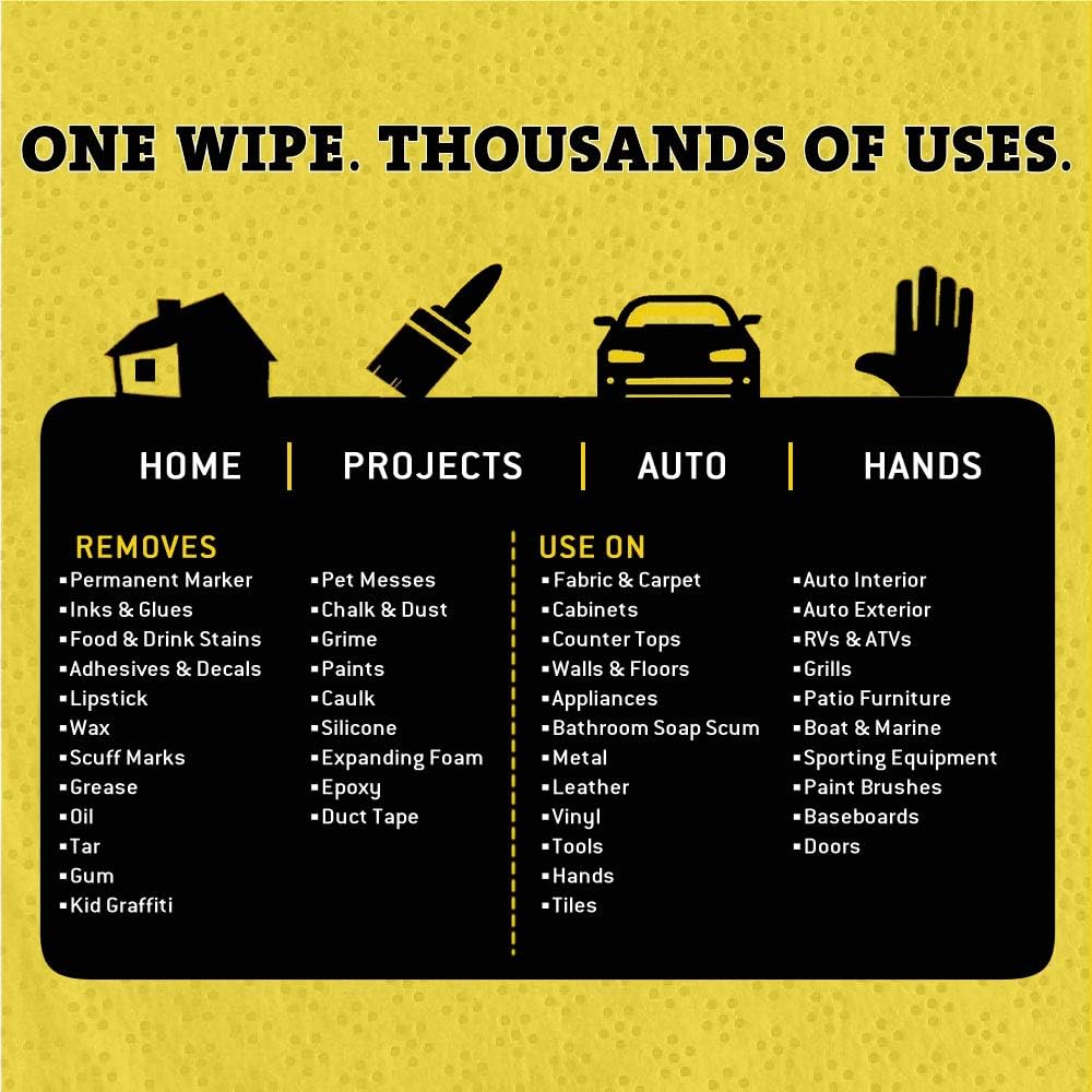 Tub O' Towels Heavy-Duty Multi-Surface Cleaning Wipes, 7" x 8", 40 Count Canister, Removes Grease, Grime, Tough Stains, Durable Disposable White Wipes for Home, Garage, Outdoor Cleaning Tasks, 4-Pack