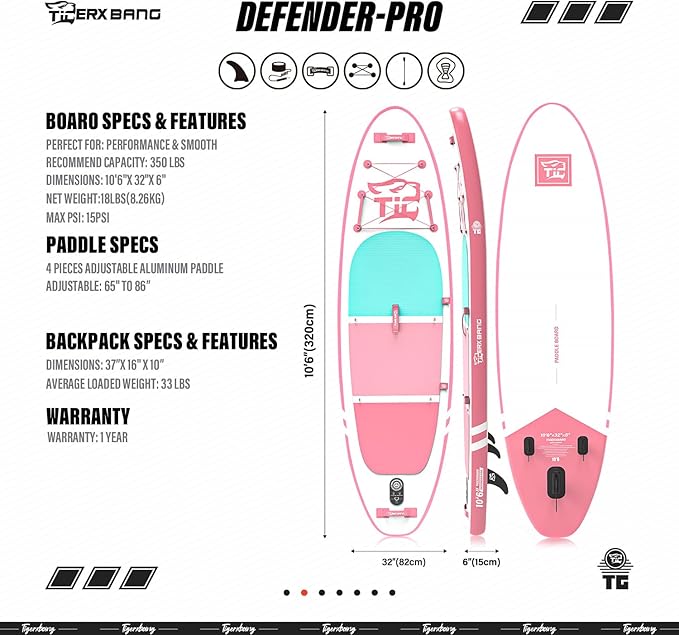 Inflatable Paddle Board with Premium SUP Board Accessories, Allround Paddle Boards for Adults/Kids,Stand Up Paddle Board Defender Collection