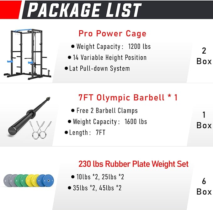 Sportsroyals Power Cage,1600lbs Multi-Function Power Rack with Adjustable Cable Crossover System and More Training Attachment, Weight Cage for Home Gym