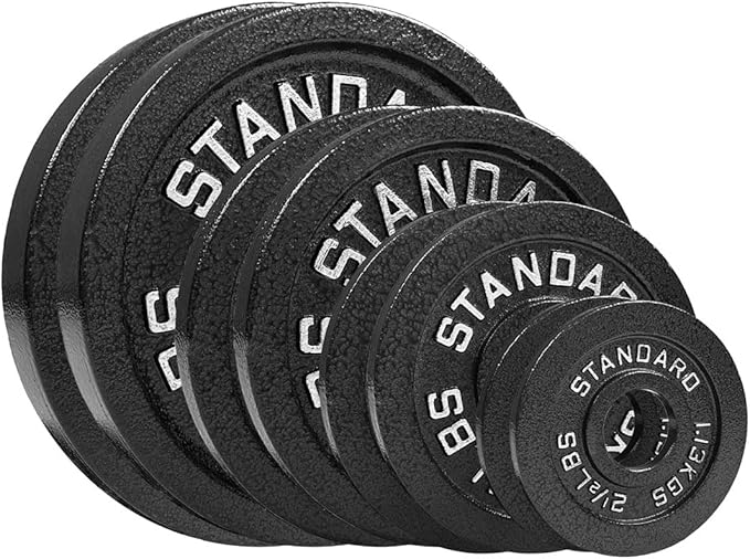 Steel Weight Plates 85LB Set - Olympic 2 inch Center Premium Coating 2x 25lb, 10lb, 5lb, and 2.5lb for Olympic Weight Lifting Barbells