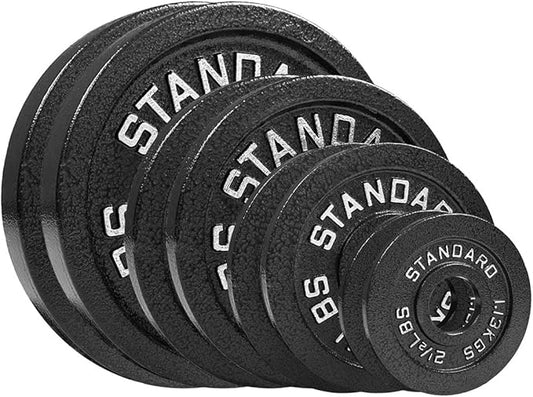 Steel Weight Plates 85LB Set - Olympic 2 inch Center Premium Coating 2x 25lb, 10lb, 5lb, and 2.5lb for Olympic Weight Lifting Barbells