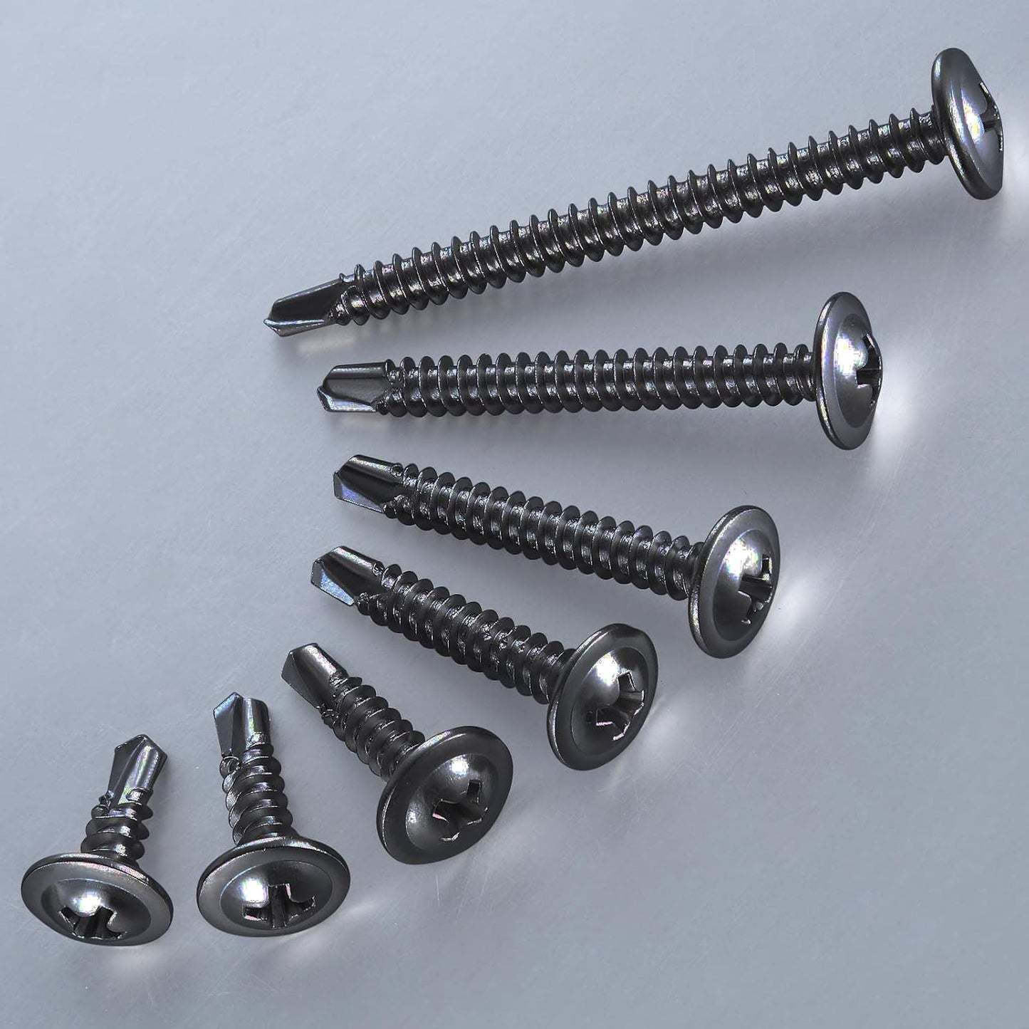 (100Pcs)#8×2” for Sheet Metal Self-Tapping Screws 410 Black Stainless Steel Truss Head High-Strength Quick Tapping