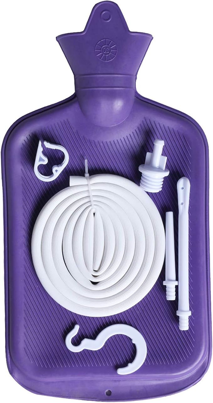 Abyclean Enema Bag Kit Rubber Anal Douche Vaginal Douche Enema Cleaner for Women’s or Man’s Health (Purple, 2L)