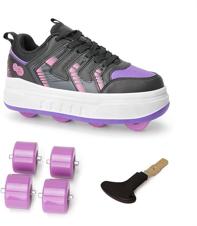 Roller Skate Shoes & Sneakers with Wheels, Outdoor Roller Skates for Girls Boys, Shoes with Wheels for Christmas Birthday Gift