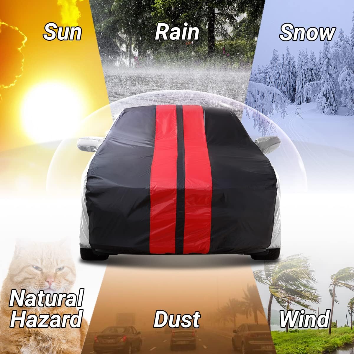 iCarCover Custom Car Cover Compatible with Mustang 1979-2004, Waterproof All Weather Rain Snow UV Sun Protector Full Exterior Indoor Outdoor Car Covers, Tribe (Gray/Black)