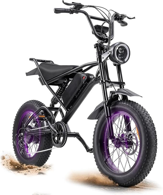 Electric Bikes for Adults,50-120Miles by Pas Ebikes,1000/15000W,720/1440WH E Dirt Bike,Shemano 7-Speed E Bikes,20'*4.0 Fat Tire Ebike,Dual Disc Brake Electric Motorcycle