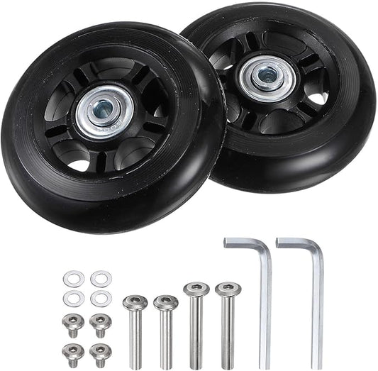 uxcell Replacement Luggage Wheels 84x24mm Suitcase Wheel Repair Kits Include 2 PU Bearing Wheels & Washers, Wrenches & Axle Screw for Trolley Bag, Inline Skate and Caster Board