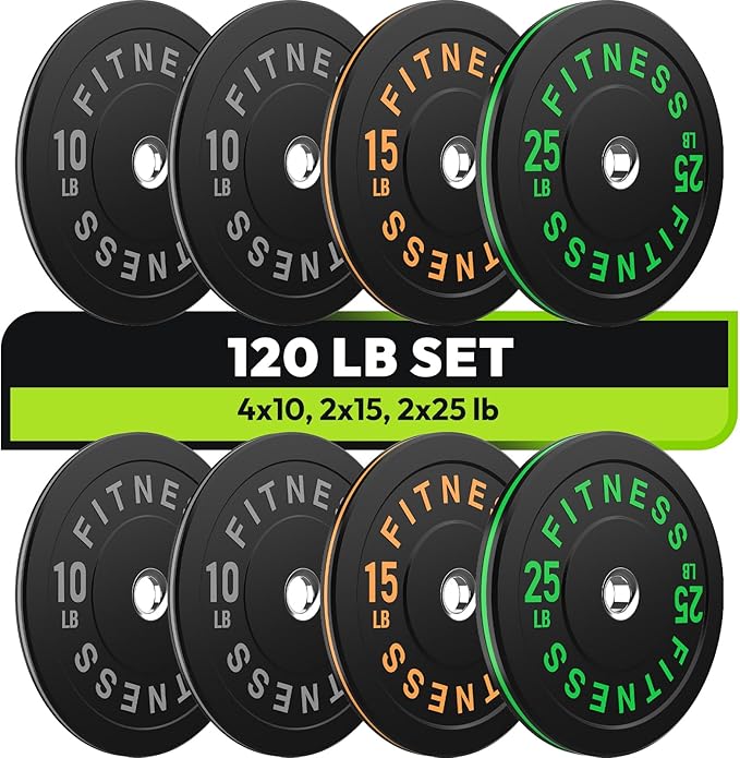 Rubber Weight Plates, Olympic Bumper Plate Set 2-Inch, 45/100 / 160/190 / 260/300 lb Barbell Weights for Home Gym, Colored Standard Strength Training Plates for Weightlifting