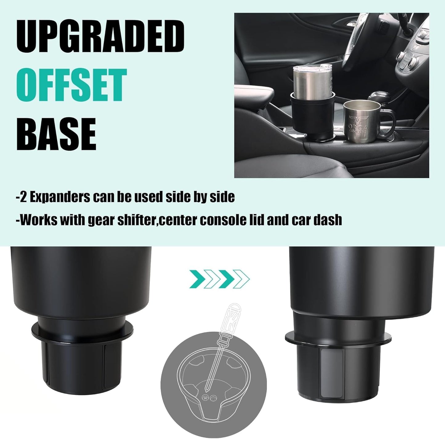 Upgraded Universal Car Cup Holder Expander for 3.4"-4" Bottles - Adjustable Base Fits Most Vehicles, SUVs & Trucks - Heavy Duty Adapter for Oversized Tumblers & Mugs