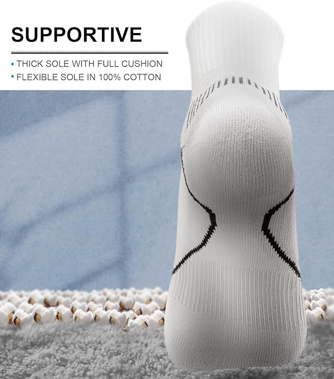 BULLIANT Compression Socks for Men 6Pairs, Athletic Crew Socks Cushioned For Men Sports Running-Arch Support