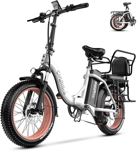 Foldable Electric Bike for Adults, Peak 1000W Brushless Motor 30MPH 70Miles City Commuter Ebike, 48V 20AH Lithium Battery, 20" Fat Tire 7-Speed E-Bicycle with Front Suspension Colourful LCD Display