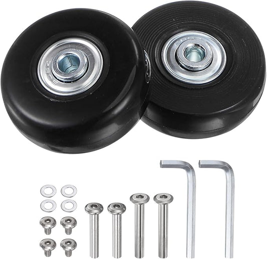 uxcell Replacement Luggage Wheels 50x18mm Suitcase Wheel Repair Kits Include 2 PU Bearing Wheels & Washers, Wrenches & Axle Screw for Trolley Bag, Inline Skate and Caster Board