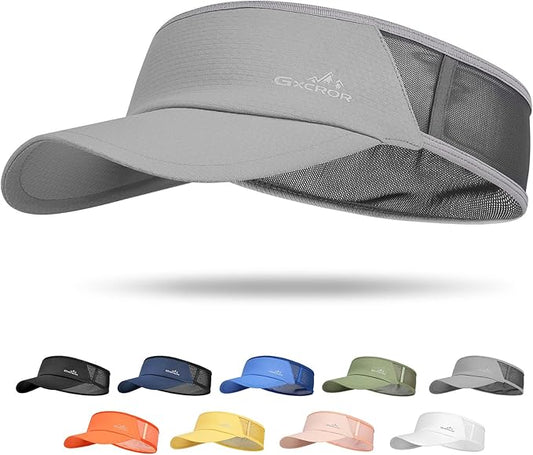 GXCROR Sports Sun Visor Hat Men Women, Lightweight Breathable Quick Dry Sports Sun Hat for Running Golf Tennis