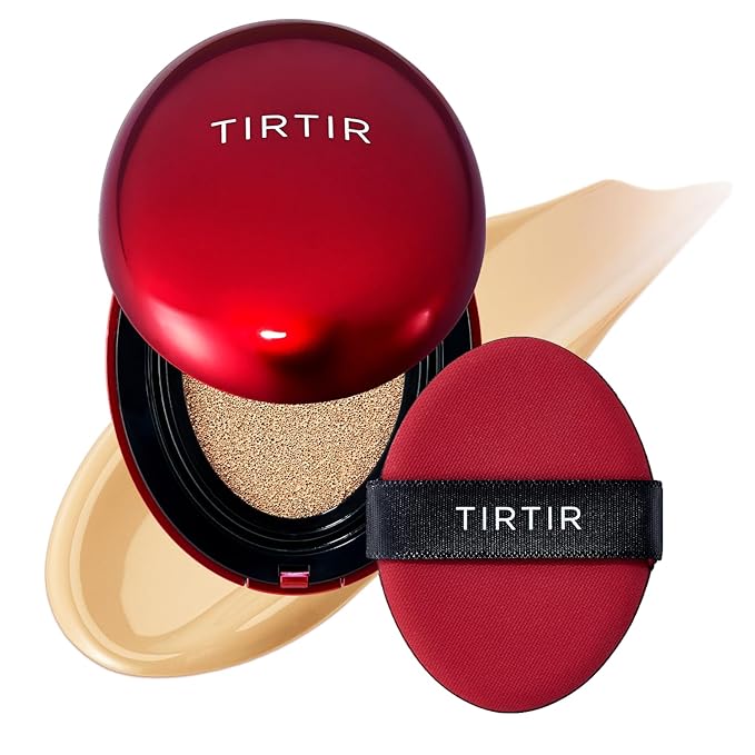 [*Mini Size*] TIRTIR Mask Fit Red Cushion Foundation | Full coverage, Weightless, Skin fit, Satin Glow Finish, Korean Makeup, beauty, Tattoo cover up, Buildable (#22W Sheer Beige, 0.15 Fl Oz)