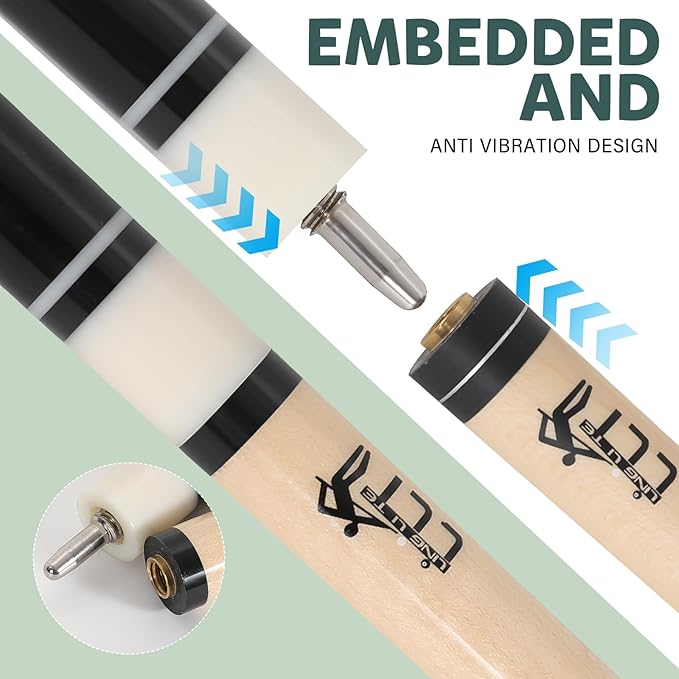 58" 2-Piece Maple Pool Cue, 18oz-21oz ??Professional Billiard Stick with Leather Case, Ideal for Home, Bar Games, and Tournaments