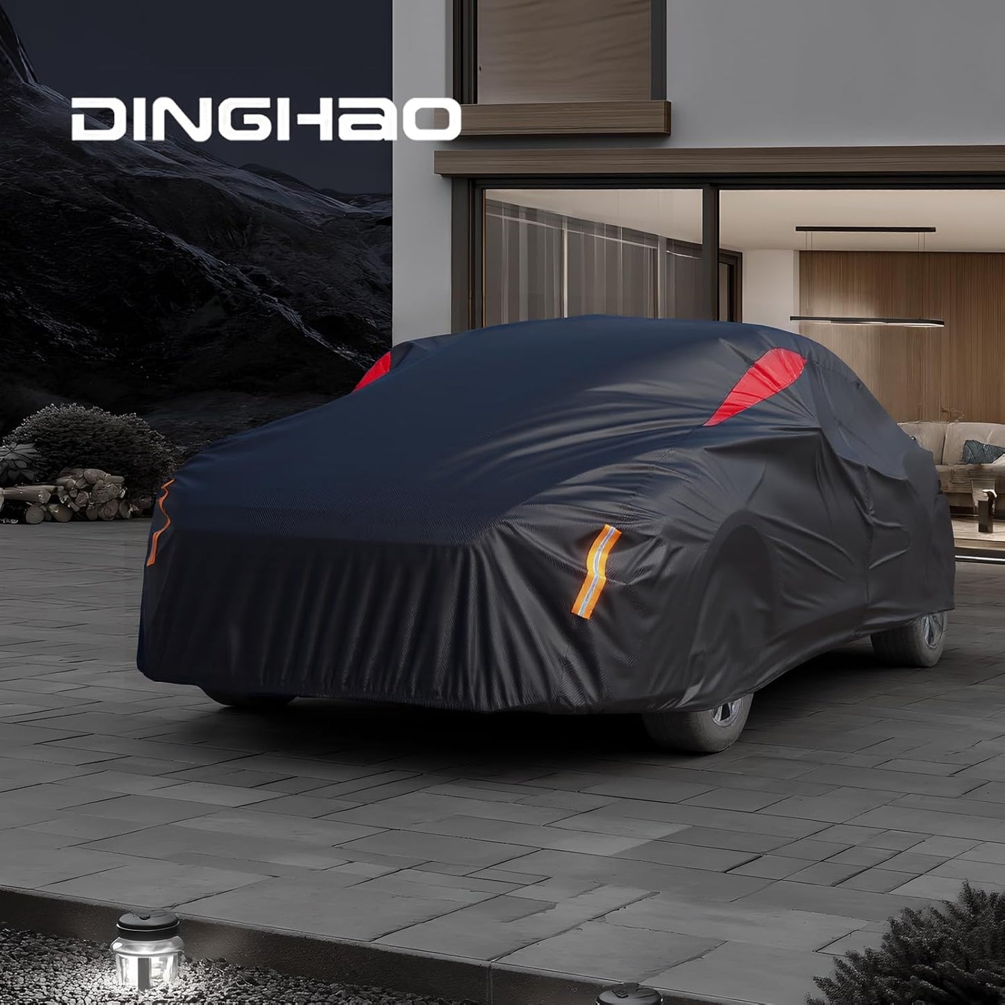 Car Cover Waterproof All Weather, 6 Layers Car Covers for Automobiles, Full Exterior Cover with Zipper, Outdoor Car Cover Sun UV Rain Snow Wind Protection for Sedan (190-195 inch)