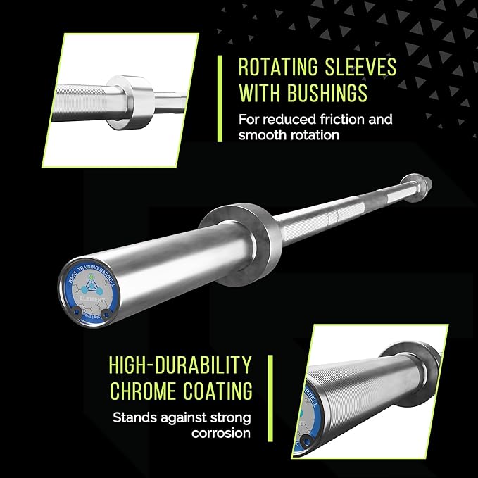 Olympic Training Barbell (6FT) (15 Pound Weight) (300 LBS Capacity), Home Gym Fitness Equipment, Strength Training Workout Bar, Weight bar for Squats, Deadlift, Weightlifting, Bench Press