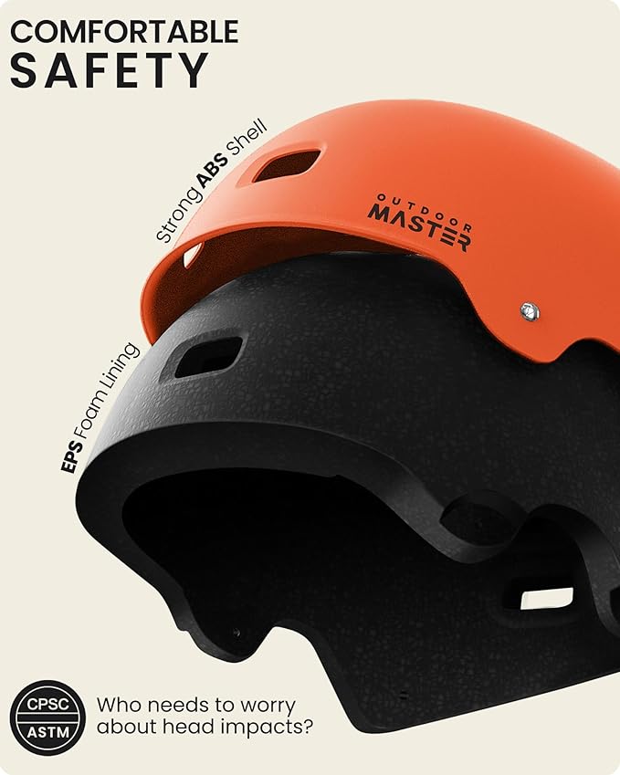 OutdoorMaster Skateboard Cycling Helmet - Two Removable Liners Ventilation Multi-Sport Scooter Roller Skate Inline Skating Rollerblading for Kids, Youth & Adults