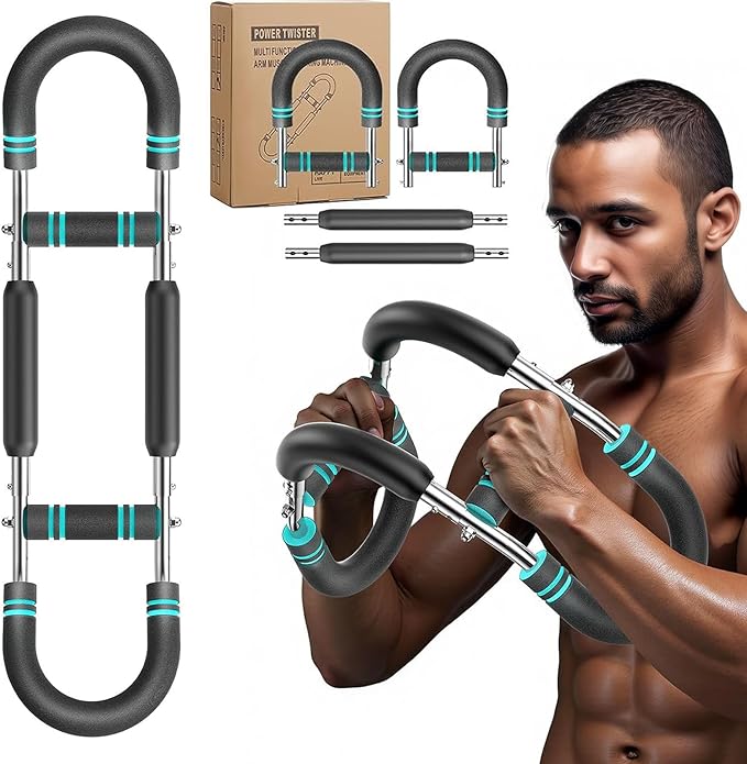 Twister Arm Trainer, Adjustable Chest Workout Equipment Upper Body Strength Training, Portable Power Twister Bar with Detachable Design, Arm Trainer, Home Gym & Travel Fitness Tool