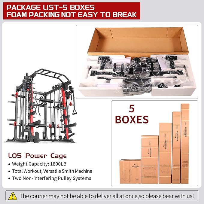 Smith Machine Power Rack Multifunctional Power Cage Deep Squat Rack Cable Crossover System Selectable More Training Attachment for Garage & Home Gym