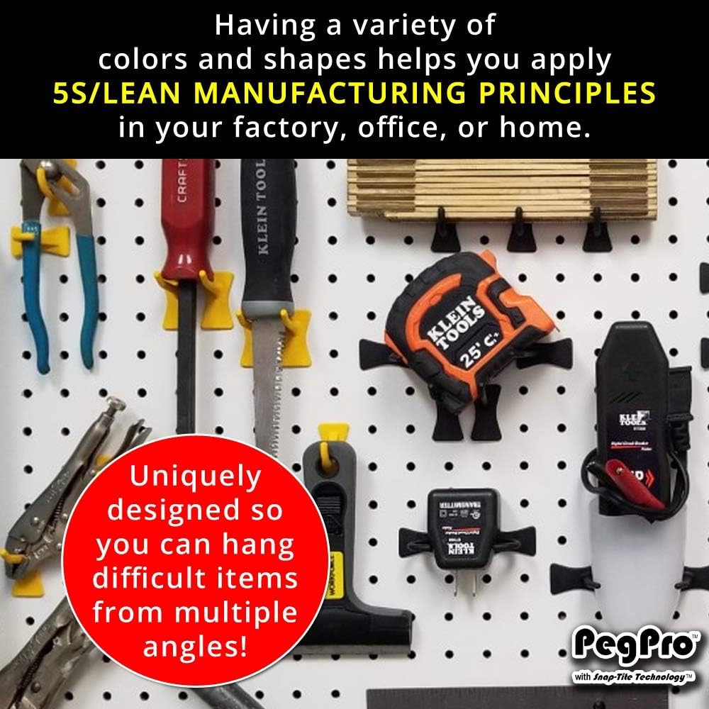 PegPro® J & 2" Hooks Kit for Standard “Wood Fiber” pegboard – Durable Plastic Pegboard Hooks - for Garage, Kitchen, Craft Room, and More (J & 2" Hook - 50 Pack, White)