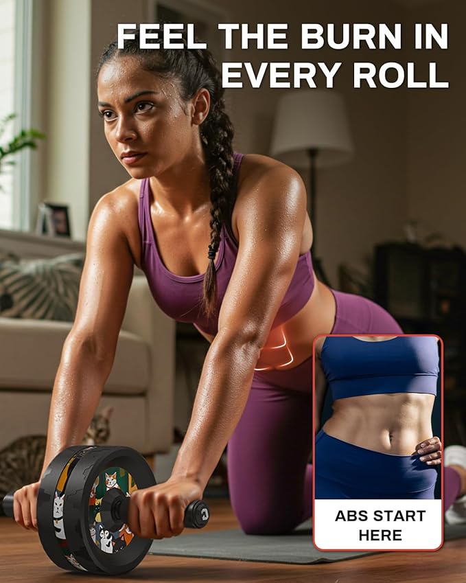 VINSGUIR Ab Roller Wheel, Abs & Core Workout Equipment for Home Gym with Knee Pad Accessories, Abdominal Wheel for Full-body Strength Training