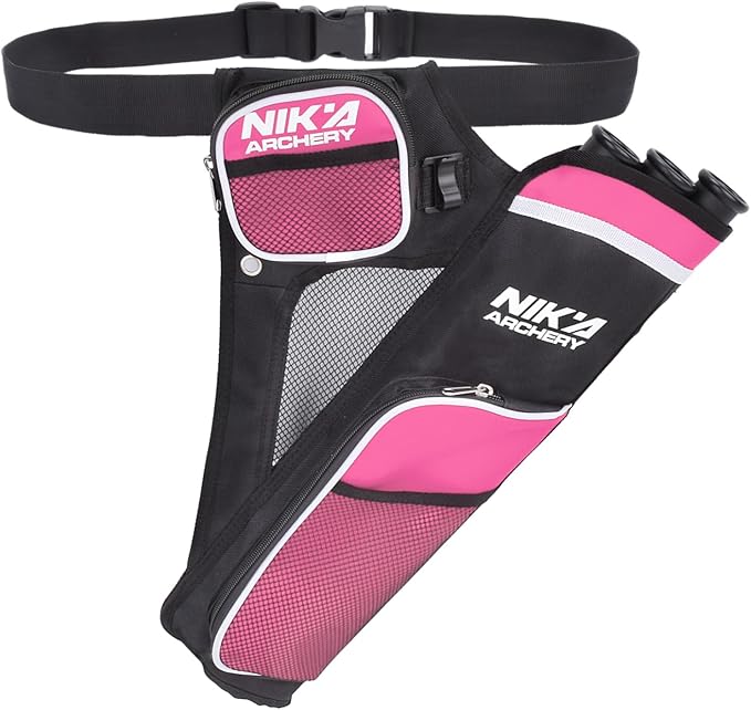 Archery Arrow Quiver Holder, 3-Tubes Hip Quiver Arrow Bag with Adjustable Belt for Youth & Adults Arrows Hunting Target Practicing