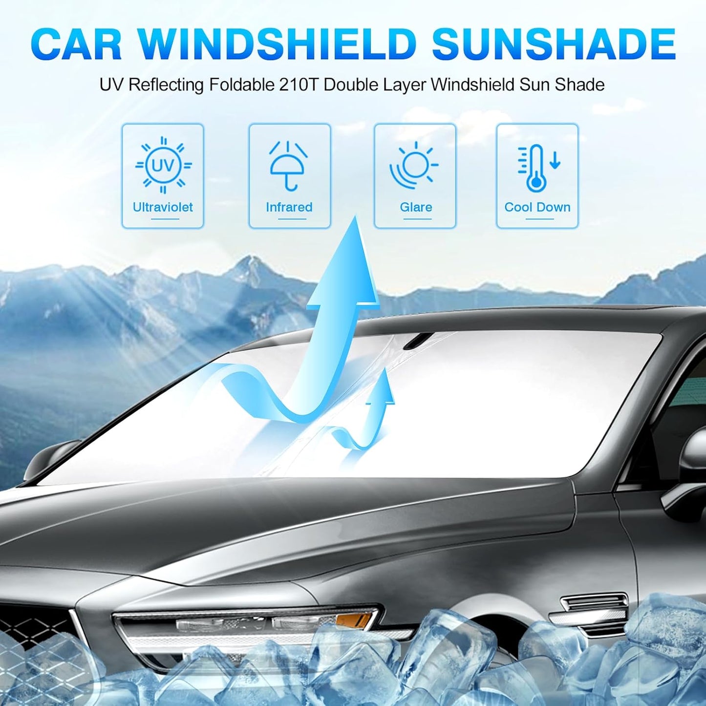 KUST Windshield Sun Shade for 2017-2022 Genesis G90 Sedan Accessories Custom Fit Sunshade Sun Visor Protector Foldable Blocks UV Rays Keep Your Car Cooler