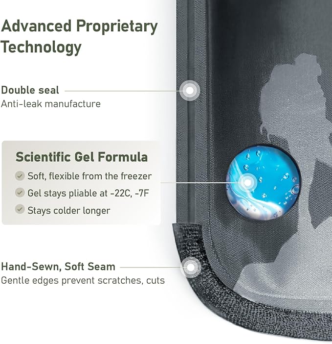 Small Flexible Gel Ice Packs for Injuries Reusable - Soft Hot and Cold Packs for Injuries for Ankle, Hand, Wrist, Head Pain Relief - 5" x 10" - 2PK - Grey