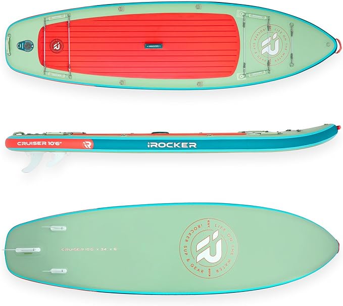 iROCKER Cruiser 7.0 Inflatable Stand Up Paddle Board Premium SUP and Accessories - Beginner Friendly - Extra Wide Base - Tandem Capable