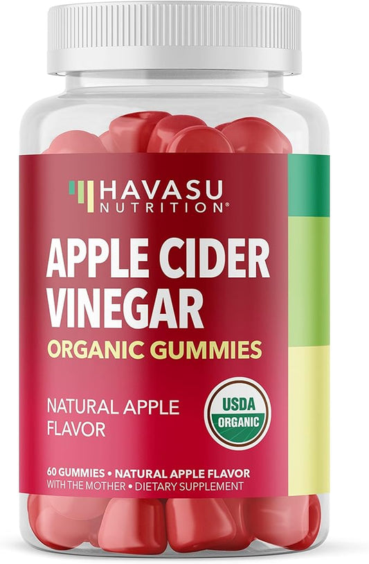 Apple Cider Vinegar Gummies - Organic ACV Vitamins for Digestive Health, Metabolism & Gut Support - 60 Count - Vegan, Non-GMO, Gluten-Free - Delicious Flavor & No Harsh Taste - 1 Month Supply