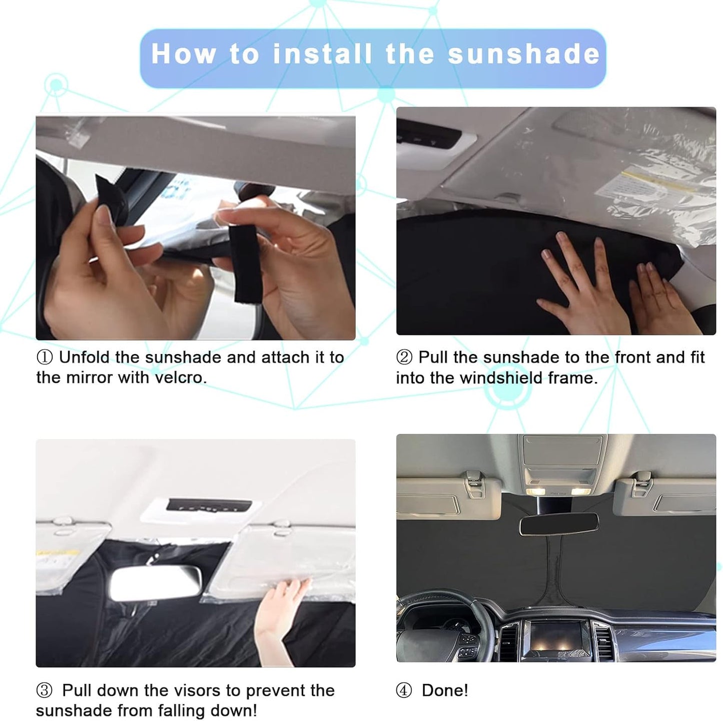 SXCY Sunshade for 2019-2024 Ram 1500 Windshield Sunshade - Foldable UV Rays Sun Protector