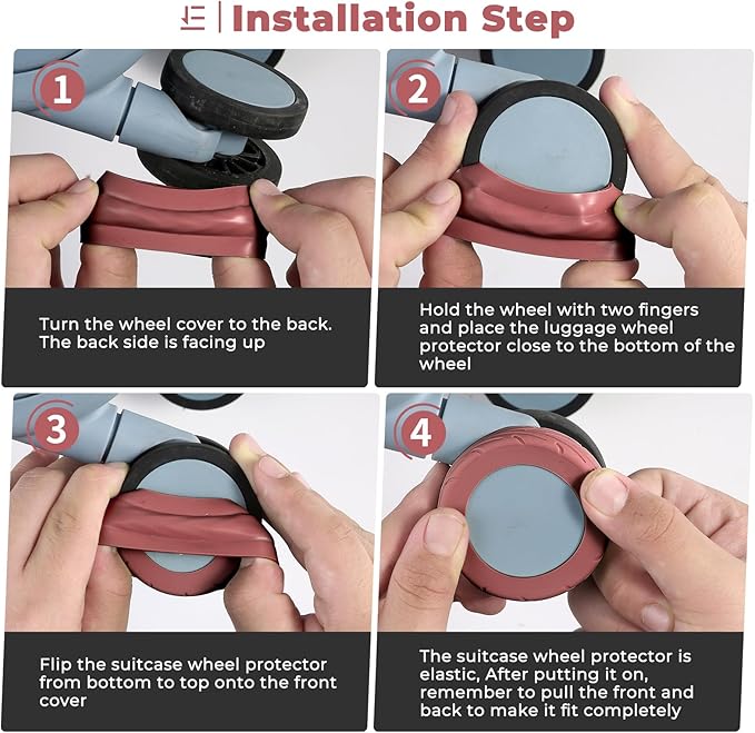 8 Pcs Upgrade Luggage Wheel Covers, Carry On Luggage Suitcases,Wear-Resistant, Anti-Noise, Silicone Wheel Protective Covers for 2-2.4" Spinner Wheel,Essential Travel Accessories (Brown)