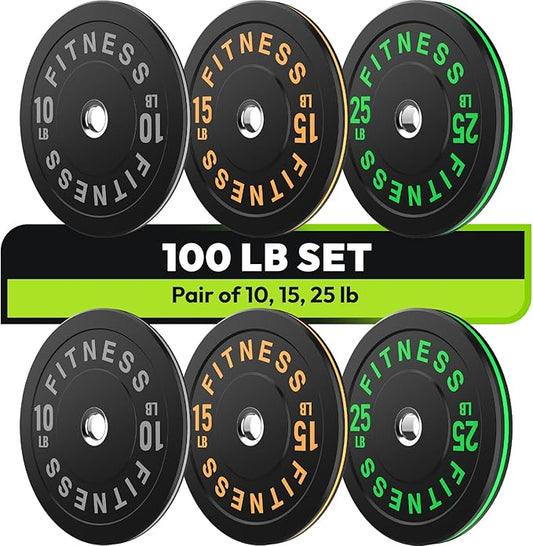Rubber Weight Plates, Olympic Bumper Plate Set 2-Inch, 45/100 / 160/190 / 260/300 lb Barbell Weights for Home Gym, Colored Standard Strength Training Plates for Weightlifting