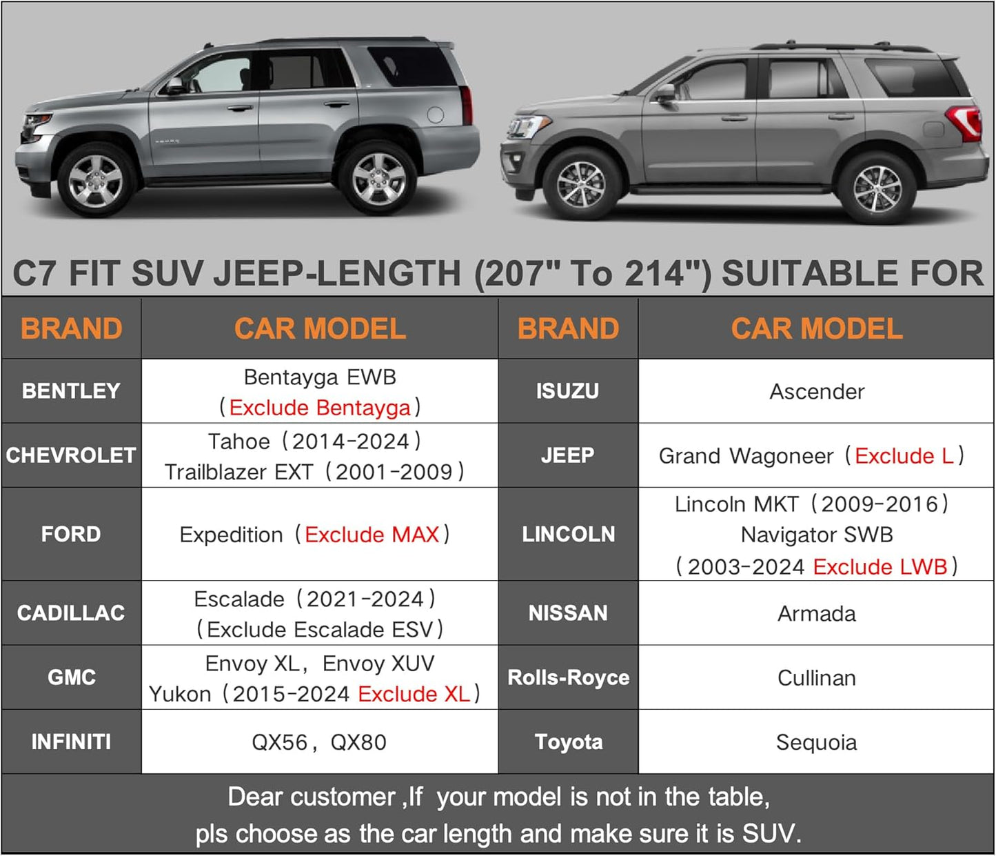 Kayme Large SUV Car Cover Waterproof All Weather for Automobiles, Outdoor Full Size SUV Cover Rain Sun UV Protection, Universal Fit for Chevrolet Tahoe, Lincoln MKT, GMC Envoy (207-214 inch)