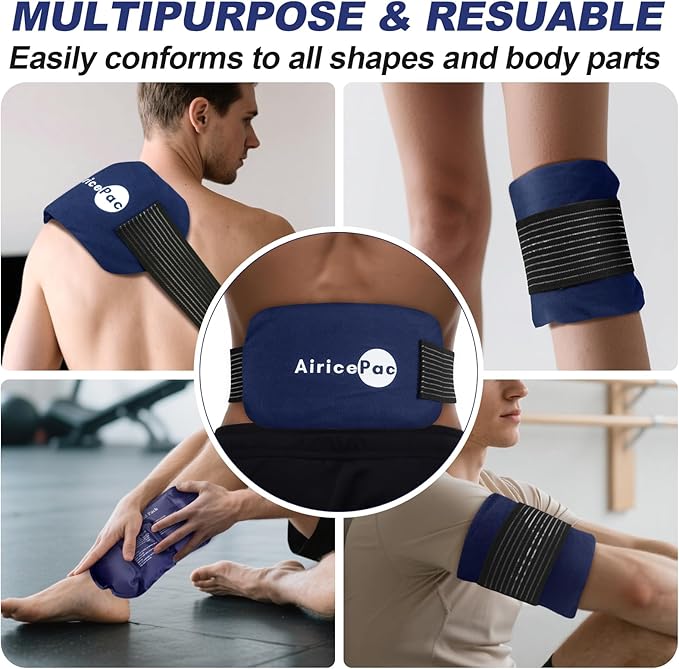 Reusable Hot and Cold Ice Packs, 3-Piece Set, Adjustable Gel Wraps for Back, Knees, Shoulders, Arms and Legs