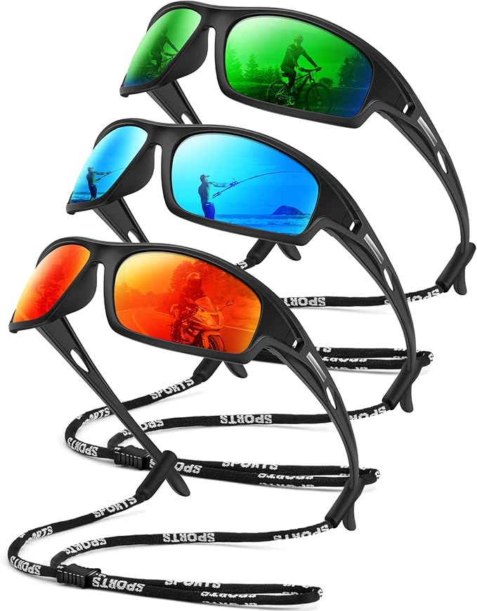 Polarized Sunglasses Men, Sports Sun Glasses Womens UV400 Protection for Fishing Running Driving