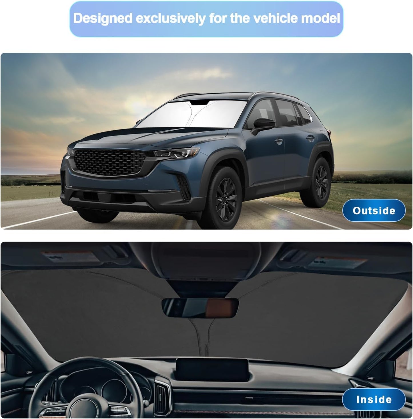 SXCY for 2023 2024 2025 Mazda CX50 Windshield Sunshade for 2023 2024 2025 CX50 S Select-S Premium Accessories 2023 2024 2025 CX-50 Sun Shade Foldable Sun Shield 2024 2025 CX-50 Sun Protector Block UV