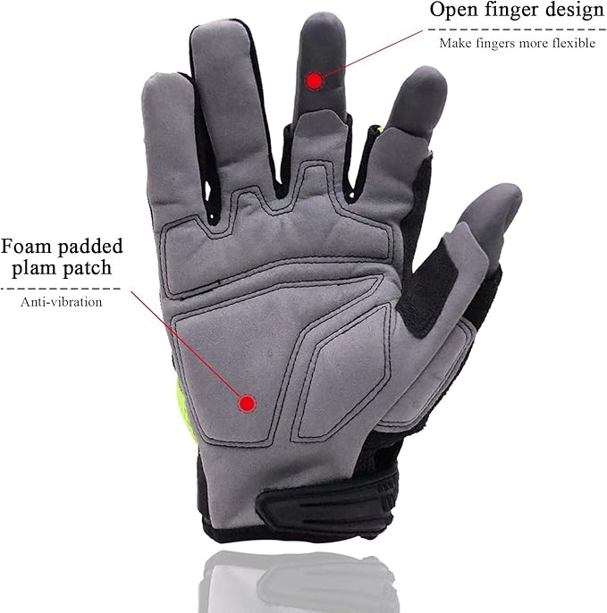 HANDLANDY Framer Work Gloves Open-Finger Carpenters Gloves, Fingerless Gaming Gloves for Tactical Shooting, Airsoft, Hunting, Police Work and Hiking M