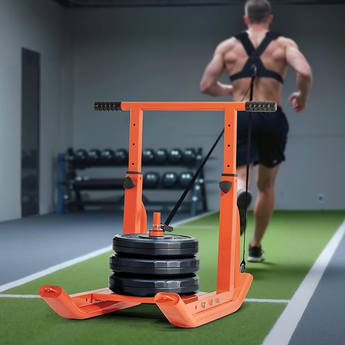 VEVOR Weight Sled, Steel Power Sled, Fitness Training Sleds for Athletic Exercise Speed Improvement, Workout Equipment with Adjustable Height Handle