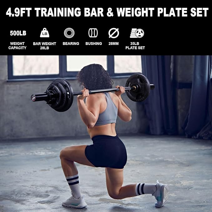 LIONSCOOL Premium 4ft/4.9ft/6ft Barbell for Strength Training and Olympic Weightlifting, 2 Inch Bar for Squats, Curls, Deadlifts, Presses, Hip Thrusts, 350lbs/500lbs/700lbs Weight Capacity