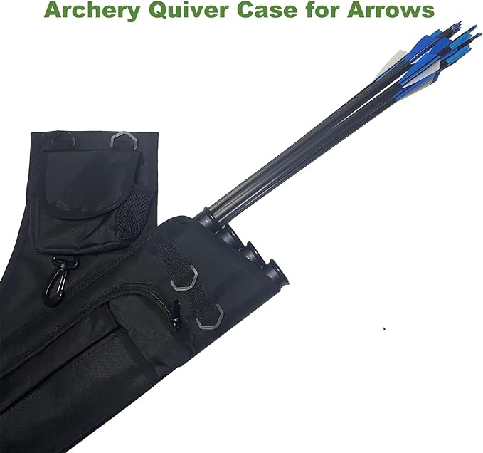 Archery Hip Quiver for Arrows with 4 Arrow Tubes Arrow Holder, Pockets for Accessories and Waist Belt