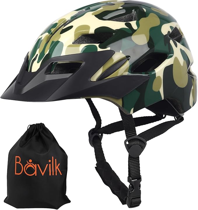 Kids Bike Helmet,Bavilk Kids Boys Girls Bike Helmets with LED Light Detachable Visor Children Youth Teen Multi-Sport for Skating Cycling Scooter Skateboard Adjustable & Lightweight 19.7"-22.4"