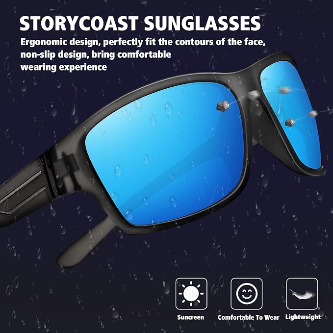 STORYCOAST Polarized Sports Sunglasses for Men Women Unbreakable Frame Cycling Fishing Driving