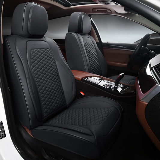 2 Packs Car Seat Covers Leather Car Seat Covers Universal Seat Covers for Car, SUV,Truck (Black)