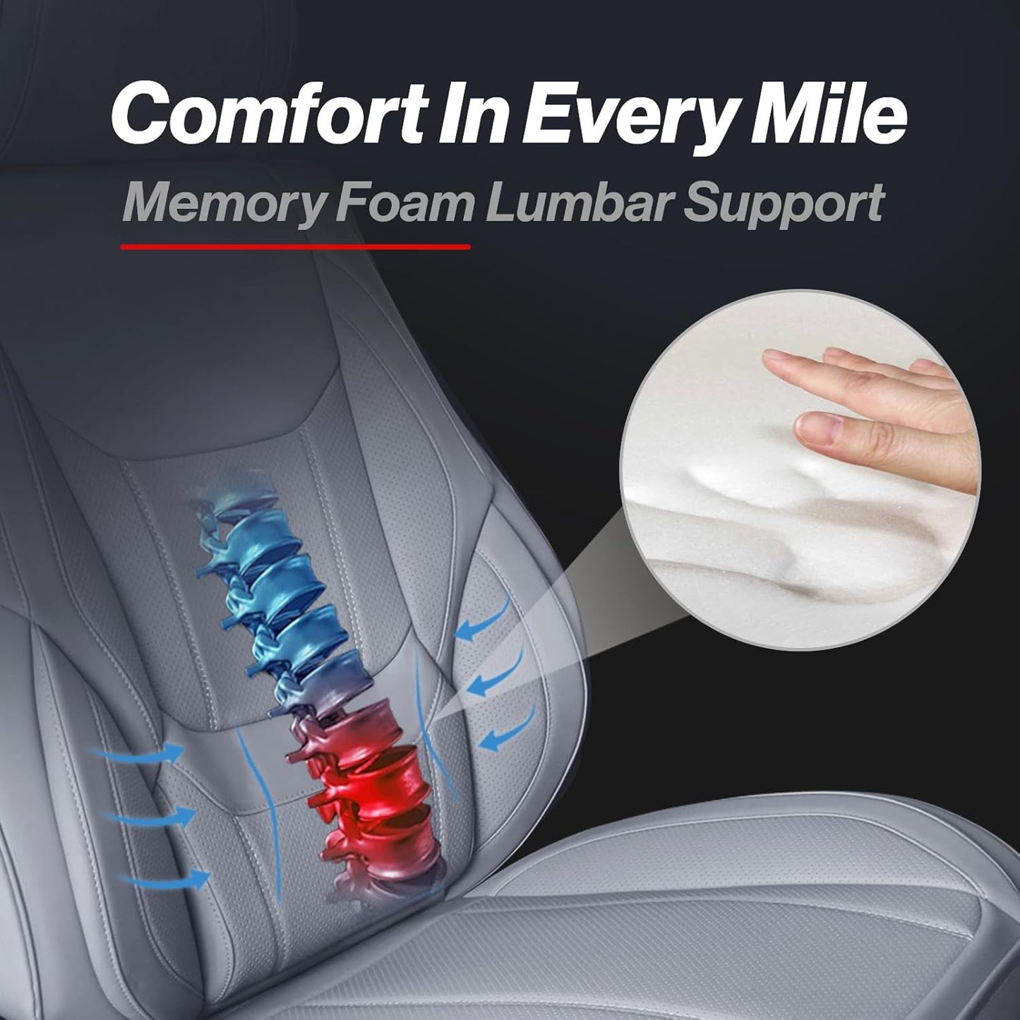 Coverland Custom Car Seat Covers Compatible with 2007-2013 Tundra CrewMax - Premium Leather Non-Slip Memory Foam Waterproof Cover Interior Protector Full Set-Gray [See Size Chart-Size X135]