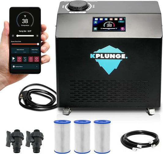 All-In-One Cold Plunge Chiller for Ice Bath | Gale Series 3/4 HP Water Chiller and Heater with WiFi, App and Touch Control, Ozone, Water Filter, Chiller for Indoor/Outdoor Use - Black