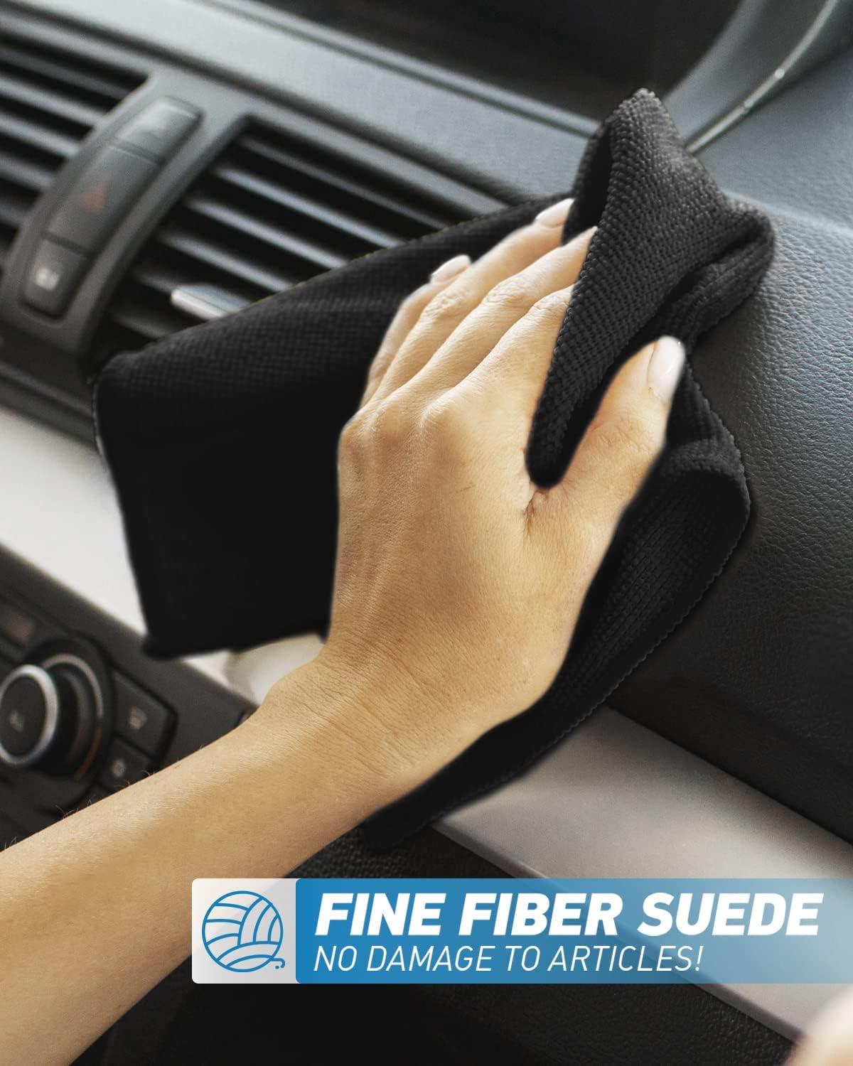 Microfiber Cleaning Cloth-50Pcs (13x13 inch) Ultra Soft Highly Absorbent Rags for Cleaning, Reusable and Lint Free Towels for Housekeeping-Machine Wash (Black)