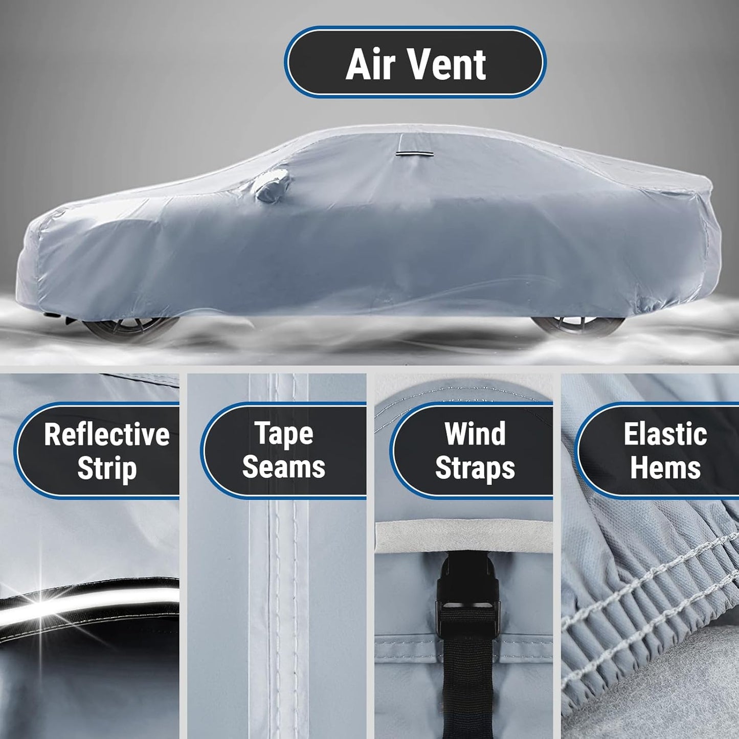 iCarCover Custom Car Cover for Chevy Master (1933-1942) Waterproof All-Weather Rain Snow UV Sun Protector Full Exterior Indoor Outdoor Car Cover (Stripe - Gray/Black)